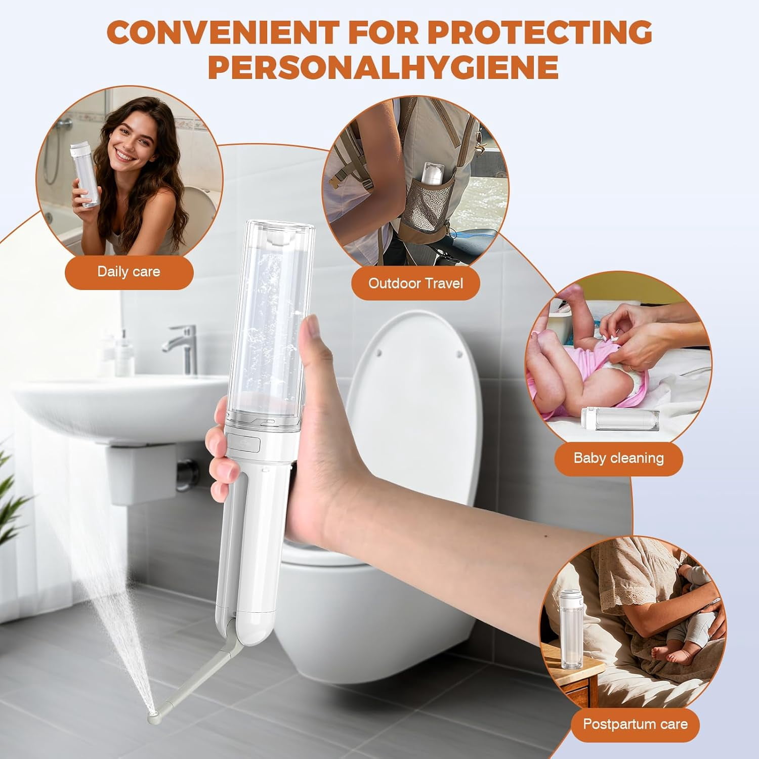 Travel Bidet Portable Rechargeable, Handheld Bidet Sprayer with Water Bottle Adapter, Ideal for Women and Men,3 Spray Modes for Enhanced Personal Hygiene