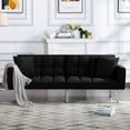 thumbnail image 4 of BSHTI 74”Tufted Futon Sofa Bed,Twin Size Black Velvet Fabric Sleeper Sofa,3 Angles for Adjusting Sofa,for your Home,Office,and Guest Room, 4 of 17
