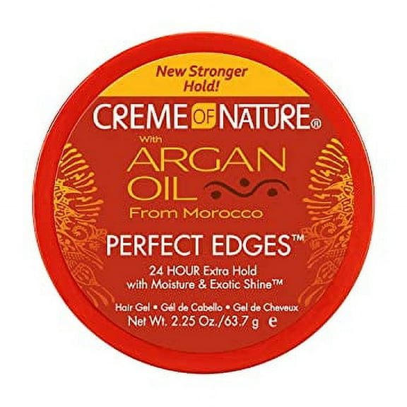Creme of Nature with Argan Oil From Morocco Perfect Edges Hair Gel, 24 Hour Hold with Moisture and Exotic Shine, Extra Hold, 2.25 Oz (Pack of 1)