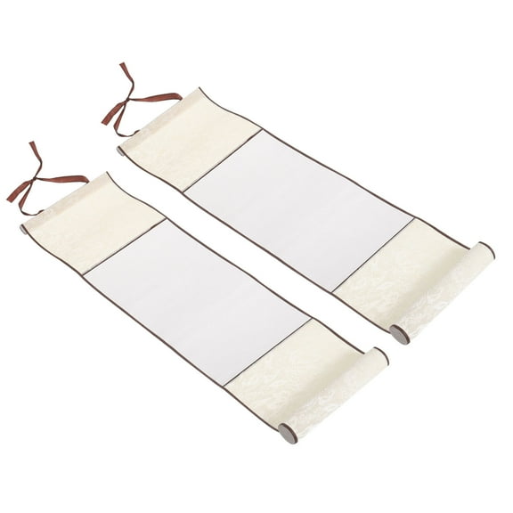 Uxcell 6x20 Inch Xuan Paper Scroll, 2 Pack Silk Half Raw Ripe Blank Hanging Xuan Paper Chinese Calligraphy, Grey