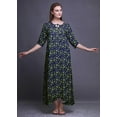 thumbnail image 2 of Bimba Navy Blue Floral Clover Leaves Maxi Sleepwear For Women Summer Printed Nightgowns XX-Large, 2 of 5