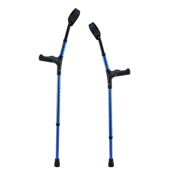 KFFKFF Adult Forearm Crutches, Aluminum, 11-Level Height & 4-Level Cuff Adjustability, Foldable, Lightweight Support for Leg Injuries, Surgery, Disabilities, 1 Pair, Capacity 350LBS