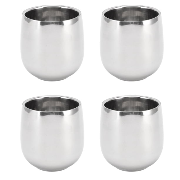 4 tazas de café de acero inoxidable con aislamiento de doble pared para evitar quemaduras, taza curva de 200 ml