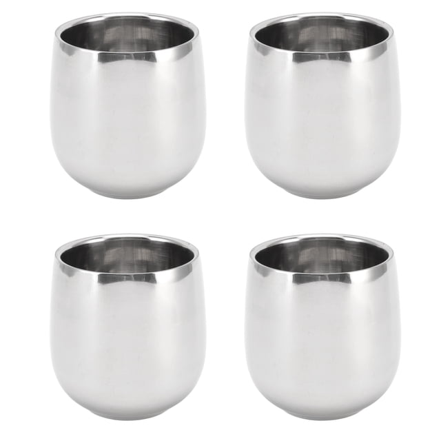 BuyWeek Ensemble de Tasses à Café, 4 Pcs Tasse à Thé en Acier Inoxydable Double Paroi Isolation Tasses à Boire Empêcher les Brûlures Tasse à Café 200ML