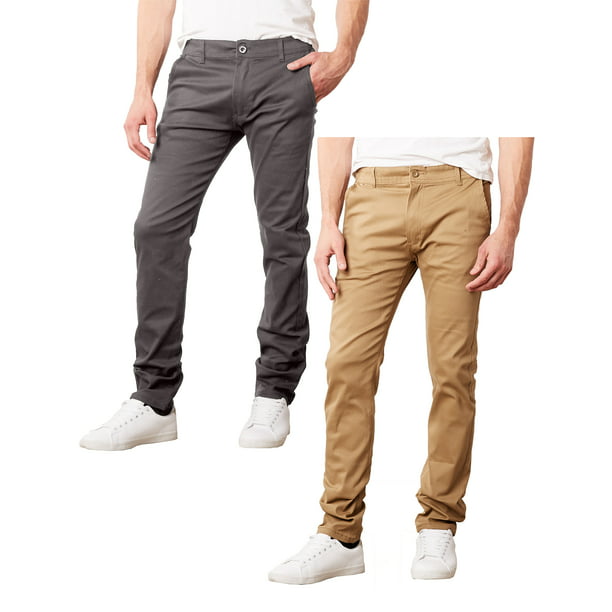 GBH - Mens Slim Fit Cotton Stretch Chino Pants 2 Packs - Walmart.com ...