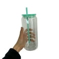 thumbnail image 1 of Cateissary Manta para taza de 20 oz, vaso de cerveza con forma de bola de nieve amurallada con tapa de plástico y pajita, taza de café, tapón Barra de herramientas verde, 1 of 6