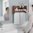 thumbnail image 2 of 25" Bath Storage Shelf with Towel Rod, Chestnut, 2 of 7