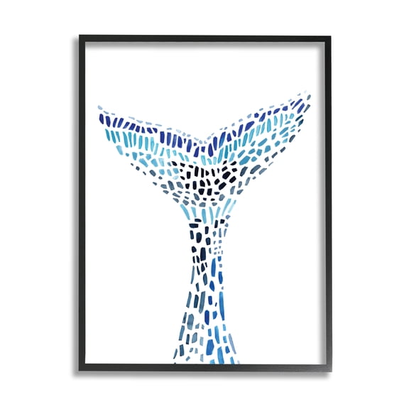 Stupell Industries Abstract Nautical Fin Blue Geometric Block Pattern Graphic Art Black Framed Art Print Wall Art, 11x14, by Annie Warren