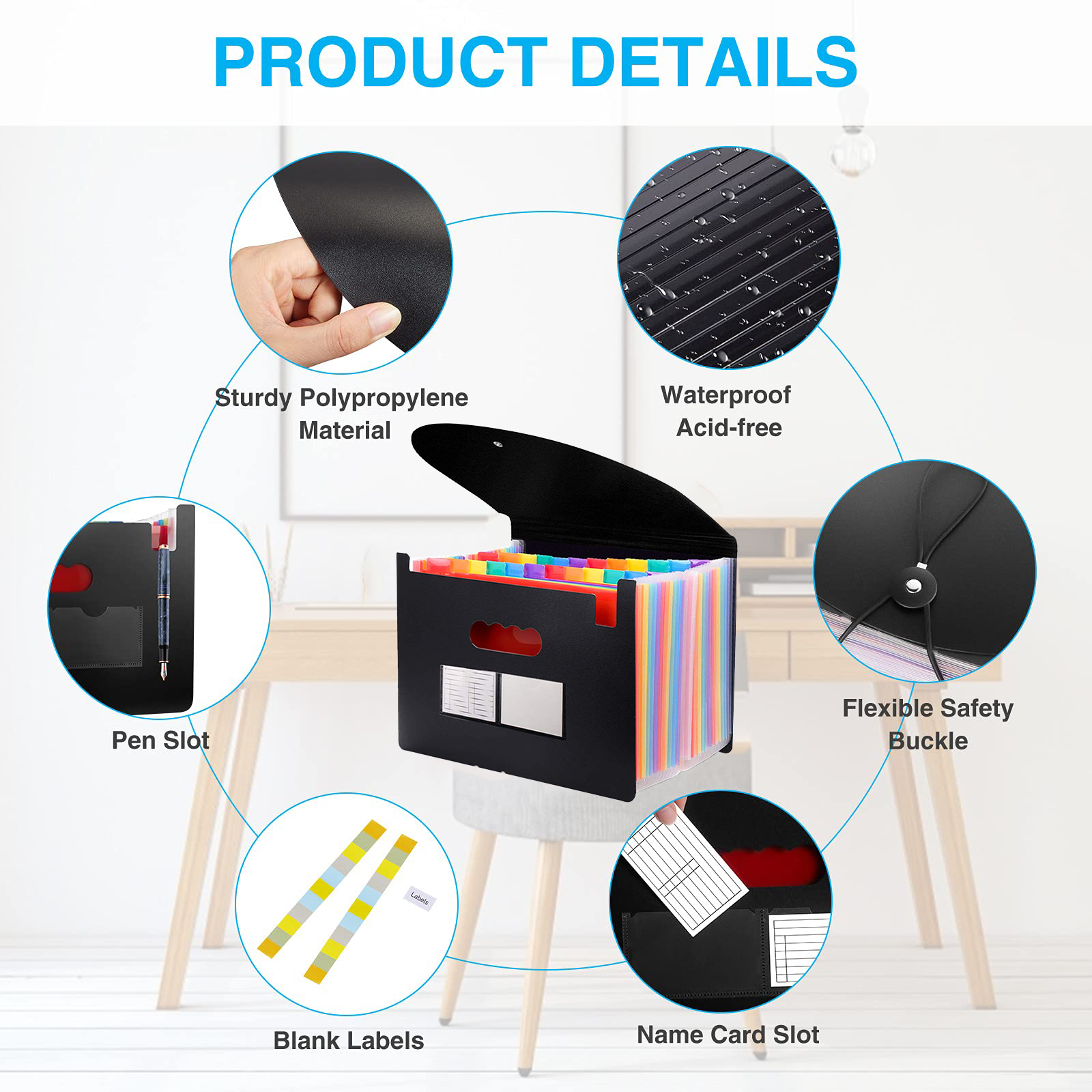Annvchi Accordion File Organizer with 24 Pockets and Lid photo 6