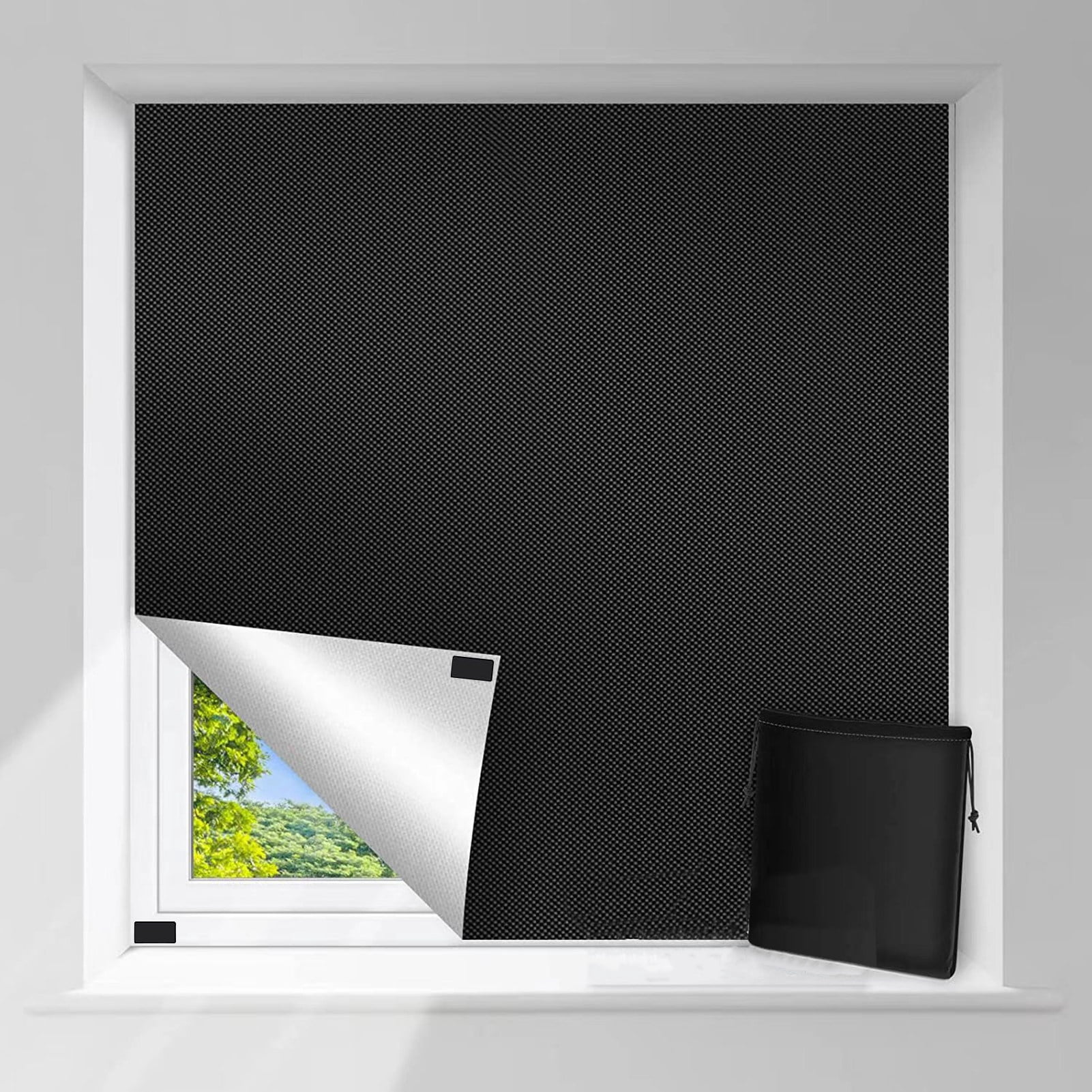 Homerr Travel Blackout Curtain No Drill Blackout Curtain Blackout Curtain Travel Window Blind Shade Portable Removable No Drill Light UV Block