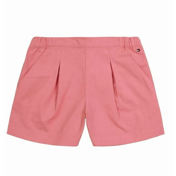 Tommy Hilfiger Big Girl Pink Pull On Pleated Twill Shorts, XL, (16)