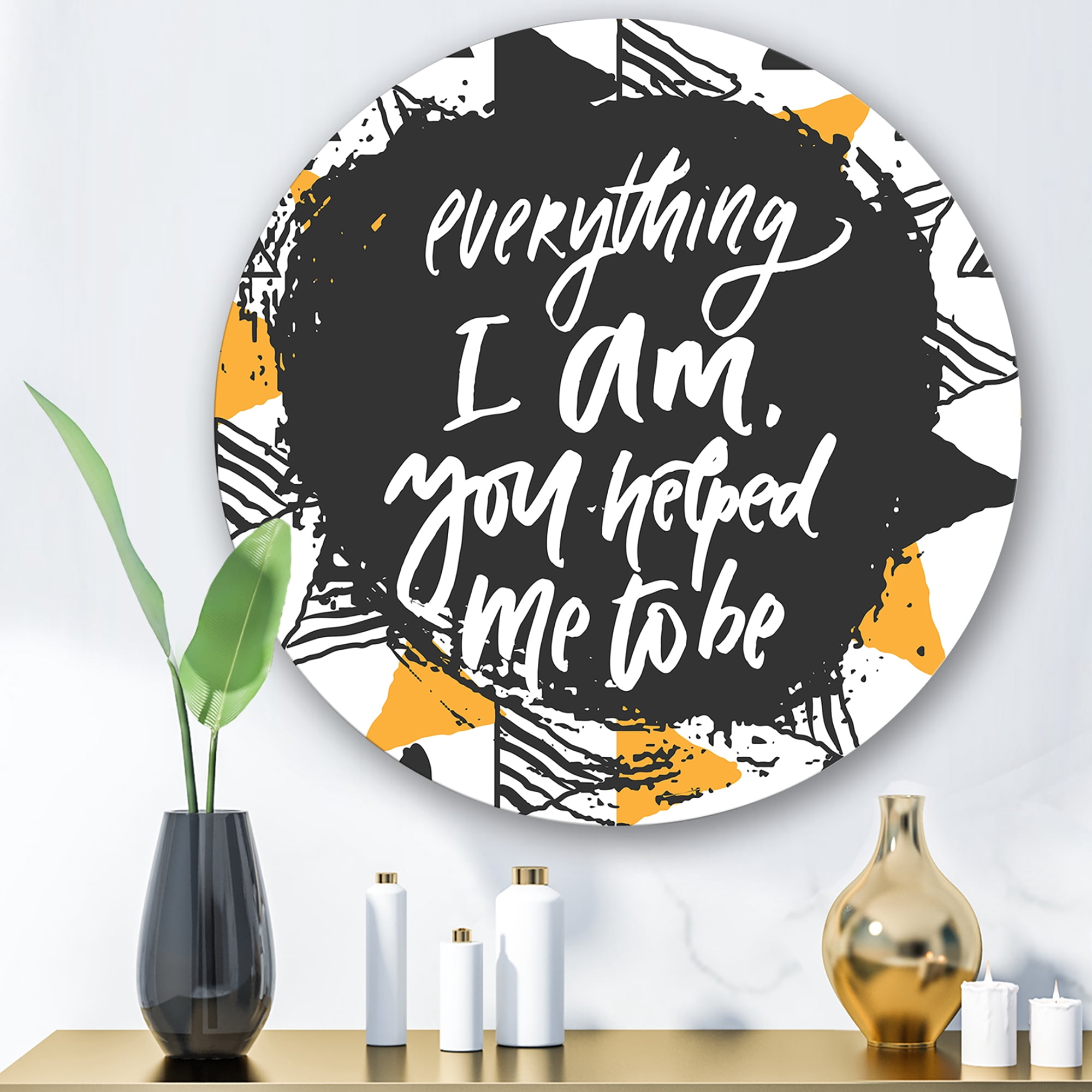 Everything I Am You Helped Me To Be On Triangle Pattern 11 in x 11 in Painting Art Prints, by Designart