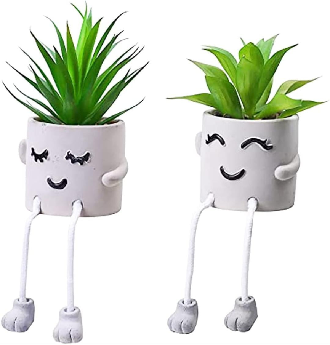 Artificial Potted Plant Faux Succulent Plant for Cubicle Cute Fake