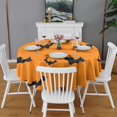 thumbnail image 2 of Orange Halloween Bats Round Tablecloth 60"x60",Wrinkle Wipeable Table Cloth for Kitchen Dining Room Picnic Patio Party, 2 of 6