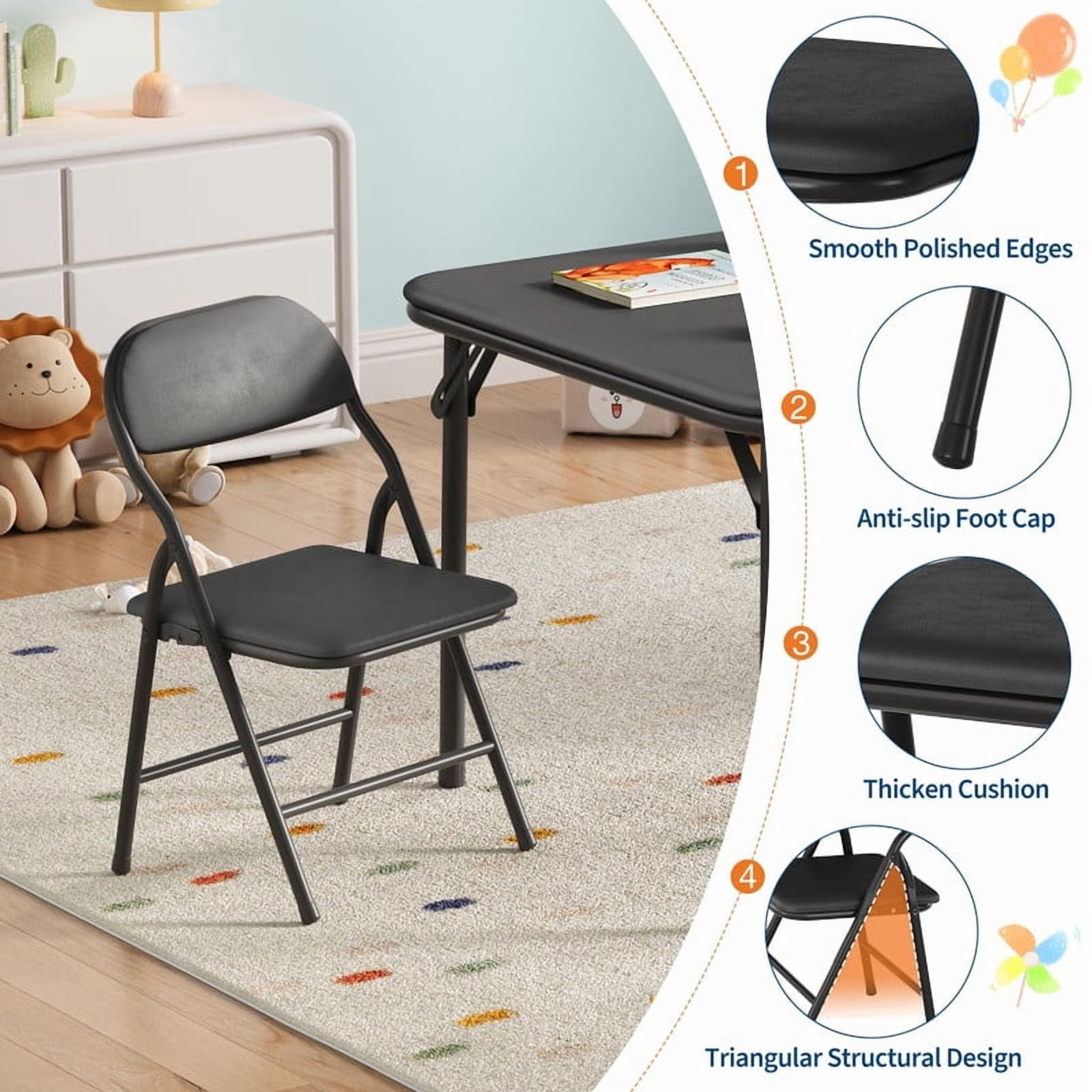 Kids Folding Table and Chair Set – 5-Piece Toddler Activity Table for Learning, Dining, Crafts, and Playtime