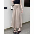 thumbnail image 3 of Falda de satén de seda de hielo de verano para mujer, vestido largo holgado, de talle alto, drapeado y elegante, de corte A, 3 of 4