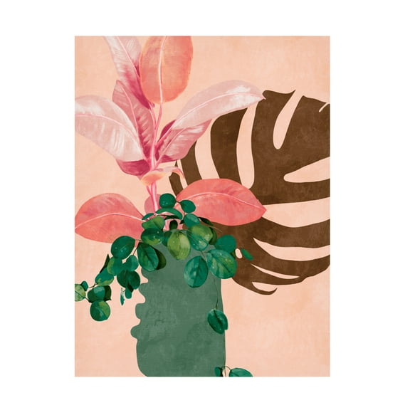 Trademark Fine Art Ana Rut Bre Leaves More 6 Pink Canvas Wall Art