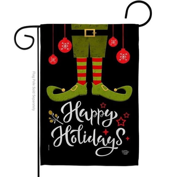 Ornament Collection G192307-BO 13 x 18.5 in. Elf Happy Holidays Garden Flag with Winter Christmas Double-Sided Decorative Vertical Flags House Decoration Banner Yard Gift
