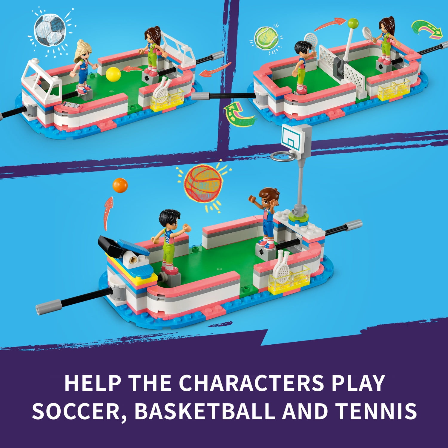LEGO Friends Sports Center 41744 Building Toy Set for Boys and Girls Ages 8 and up, Includes Football, Basketball and Tennis Games, A Fun Gift for Kids Who Love Sports and Pretend Play