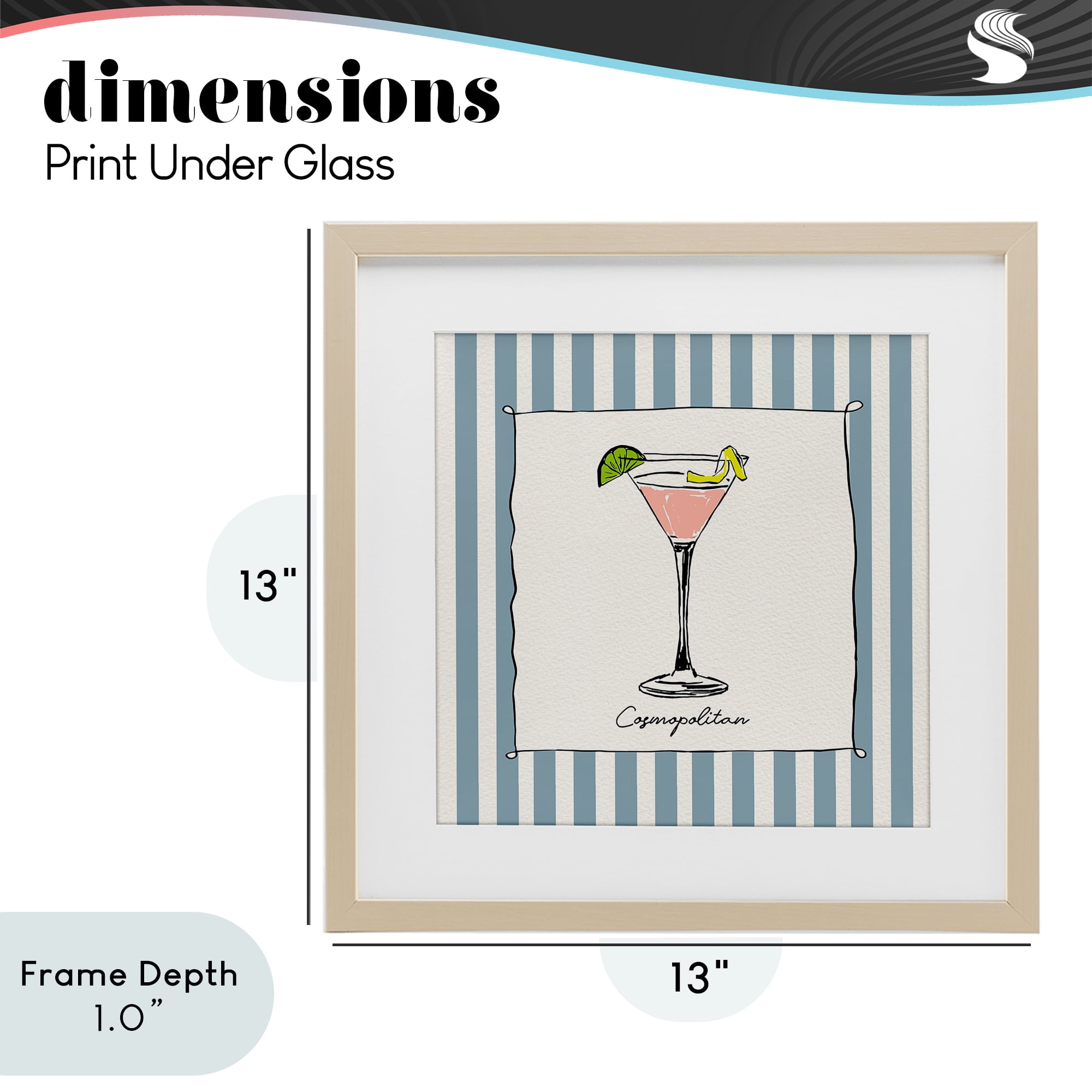 Stupell Industries Cosmopolitan Summer Stripes Birch Framed Print Under Glass, design by Susan Jill