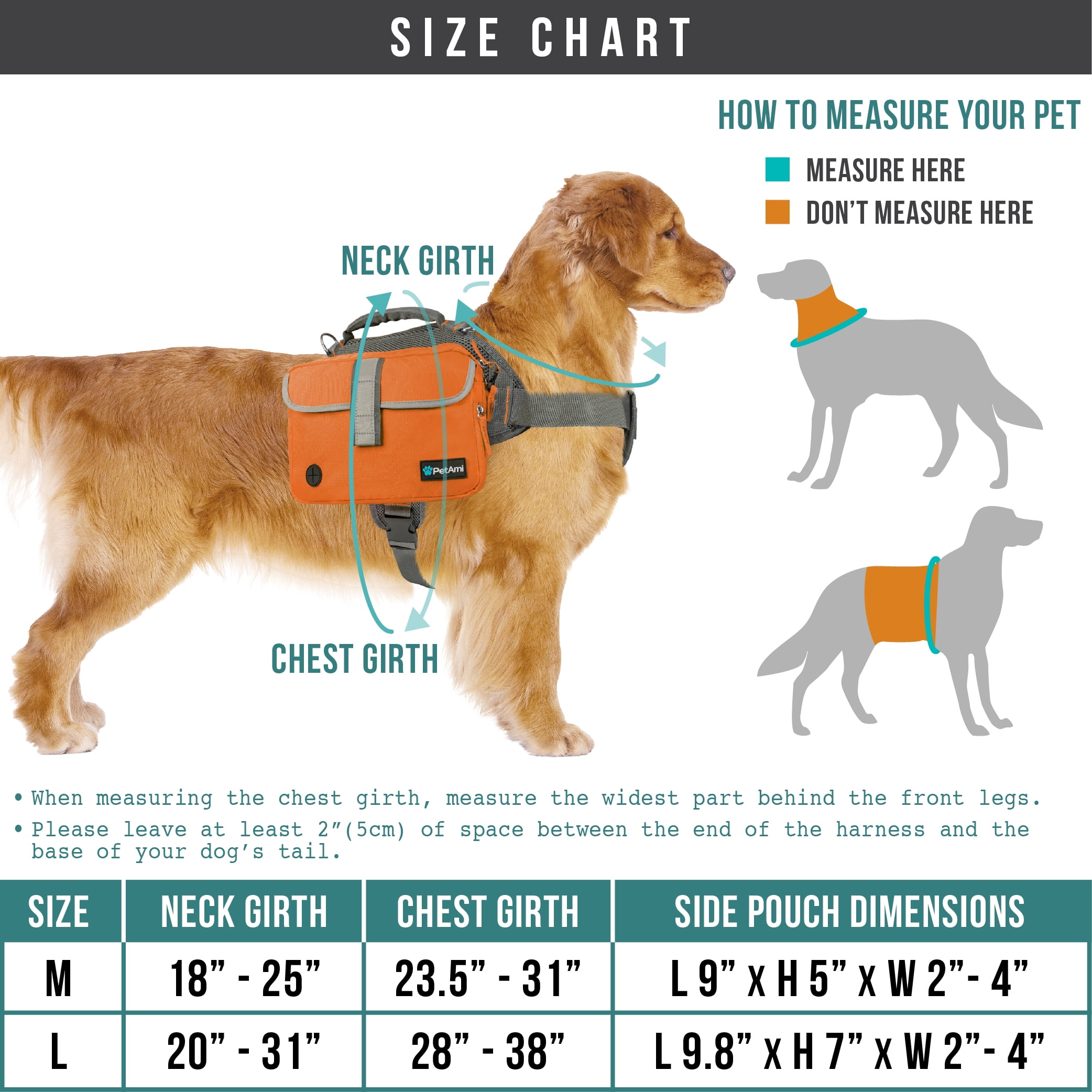 PetAmi Dog Backpack Saddle Bag for Medium Large Dogs, Saddlebag for Dogs to Wear, Harness Saddlebag for Hiking with Reflective Safety Side Pockets, Vest Dog Pack for Camping Travel (Orange, Large)