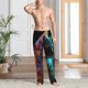 thumbnail image 2 of Balery Neon Spectrum Cat Portrait Pantalones de pijama para hombre, pijama ultraligero, pantalón de descanso-Large, 2 of 6