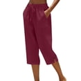 thumbnail image 2 of Delayuji Womens Capri Pant High Waisted Drawstring Elastic Comfy Straight Leg Short Pants Cropped Pant With Pockets, 2 of 7