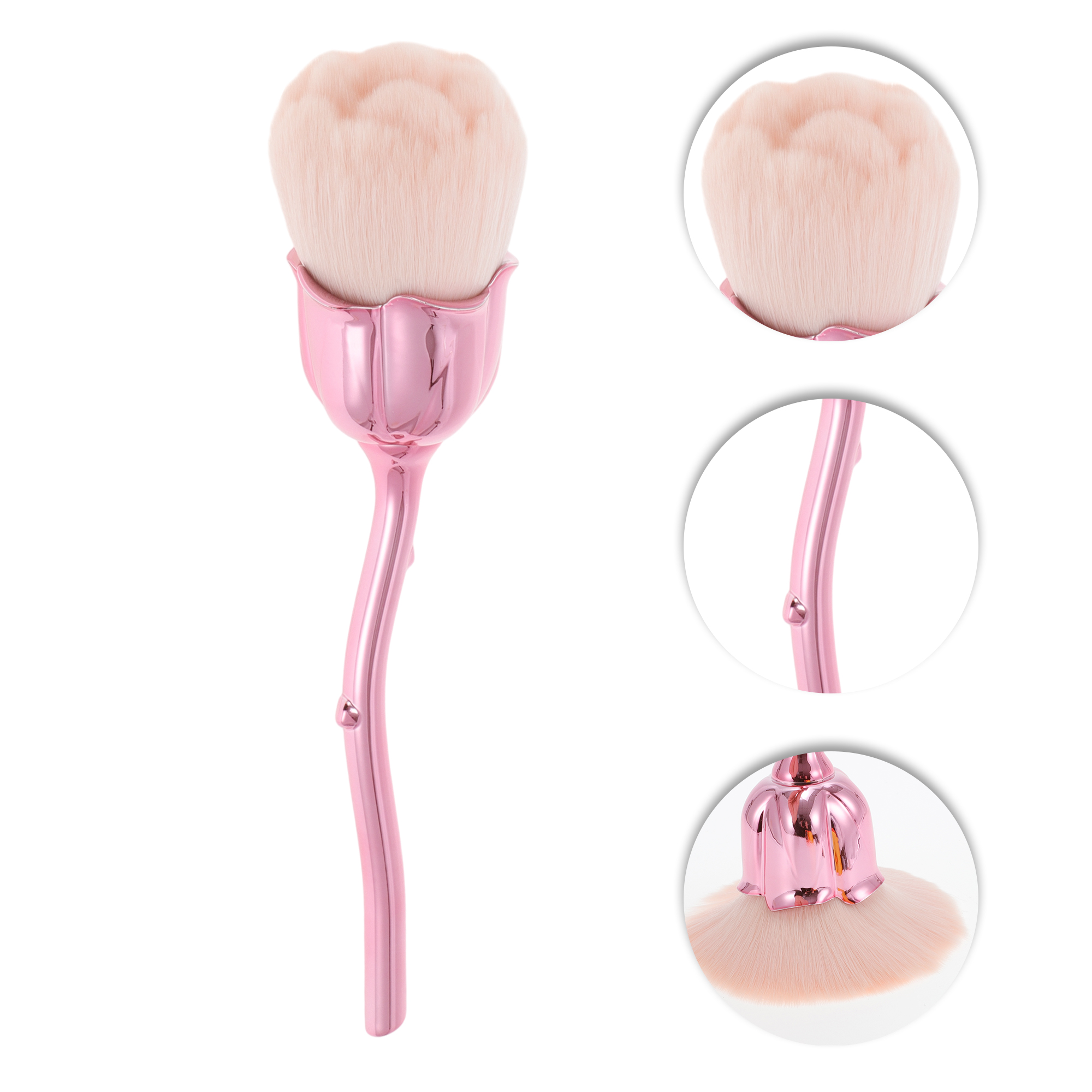 Unique Bargains 1 Pc Flower Shape Makeup Brush for Travel Rose Gold Tone, Pink