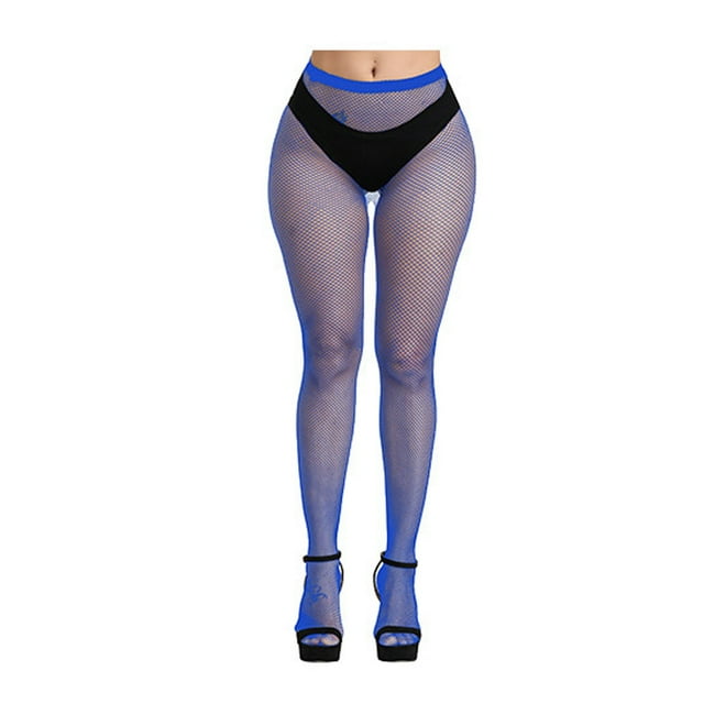 1 Paire de Bas Collants à Bretelles à la Mode, Design Troué, Saint-Valentin, Attrayants, Confortables au Toucher, Collants Résille, Robe, Bleu Royal