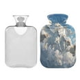 thumbnail image 2 of 2L Hot Water Bottle with Soft Velvet Cover PVC Hot Water Bag for Pain Relief Long-Lasting Warmth Flying Horses and Sheep, 2 of 8