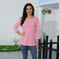 thumbnail image 6 of 3/4 Sleeve Summer Tops For Women，Women'S Casual 3/4 Sleeve T-Shirts Round Neck Cute Tunic Tops Basic Tees Blouses Loose Fit Pullover Shirt，Pink，Xl, 6 of 7