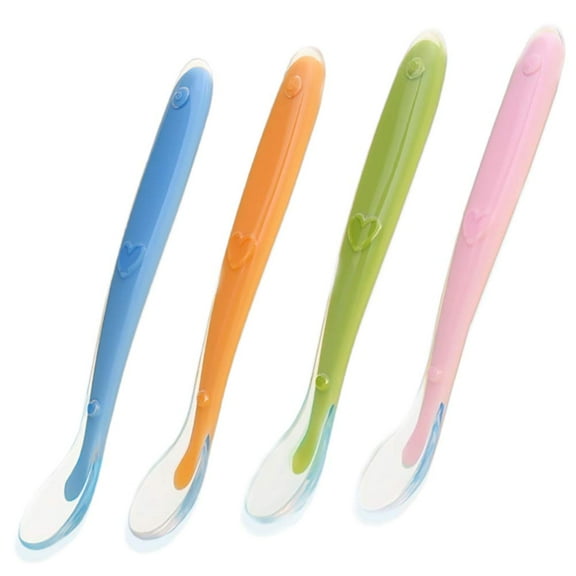 Baby spoon, 4 spoons, baby feeding spoon, porridge spoon, soft, BPA-free, for infants from 3 months, silicone
