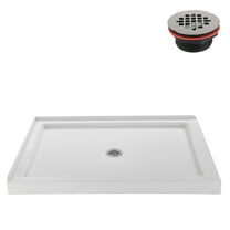 Streamline NT-142-48WH-CR 48 in. x 36 in. Corner Acrylic Shower Base in Glossy White with Center Drain, ABS Drain Included