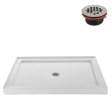 Streamline NT-142-48WH-CR 48 in. x 36 in. Corner Acrylic Shower Base in Glossy White with Center Drain, ABS Drain Included