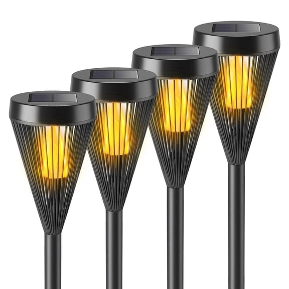 DAYBETTER Outdoor Solar Lights, Solar Powered Garden Lights with Flickering Flame, 4 pack
