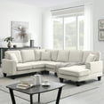 thumbnail image 2 of Euroco U Shape Sectional Sofa 7 Seat Modern Living Room Sofa Set with 3 Pillows, 108"x85.5", Beige, 2 of 8