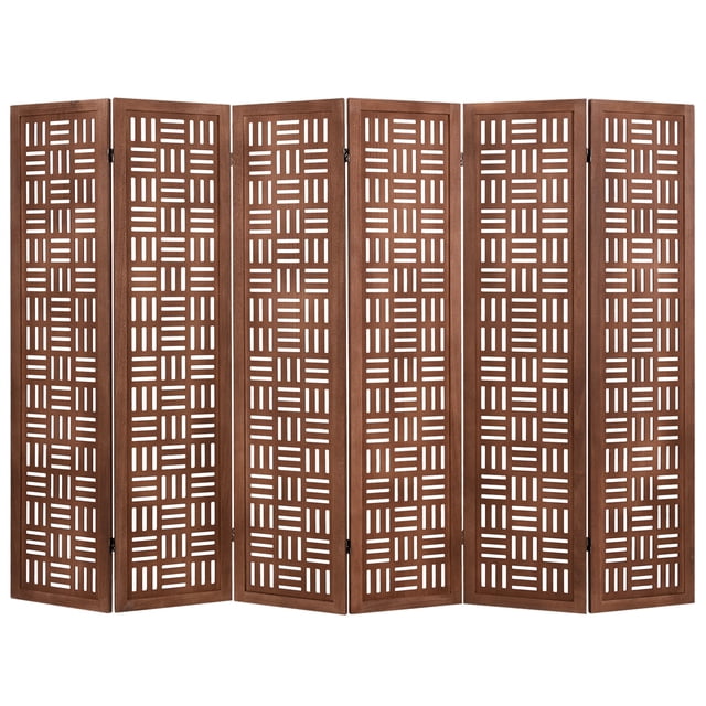 Gymax 6-Panel 5.5 FT Folding Partition Stand w/Double Action Metal Hinges Wood Frame