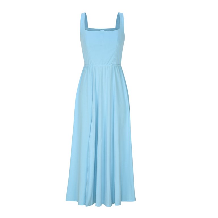 strapless open back dress Sky Blue Elegant Designer Party Wear Gown & Dupatta Set main image 0