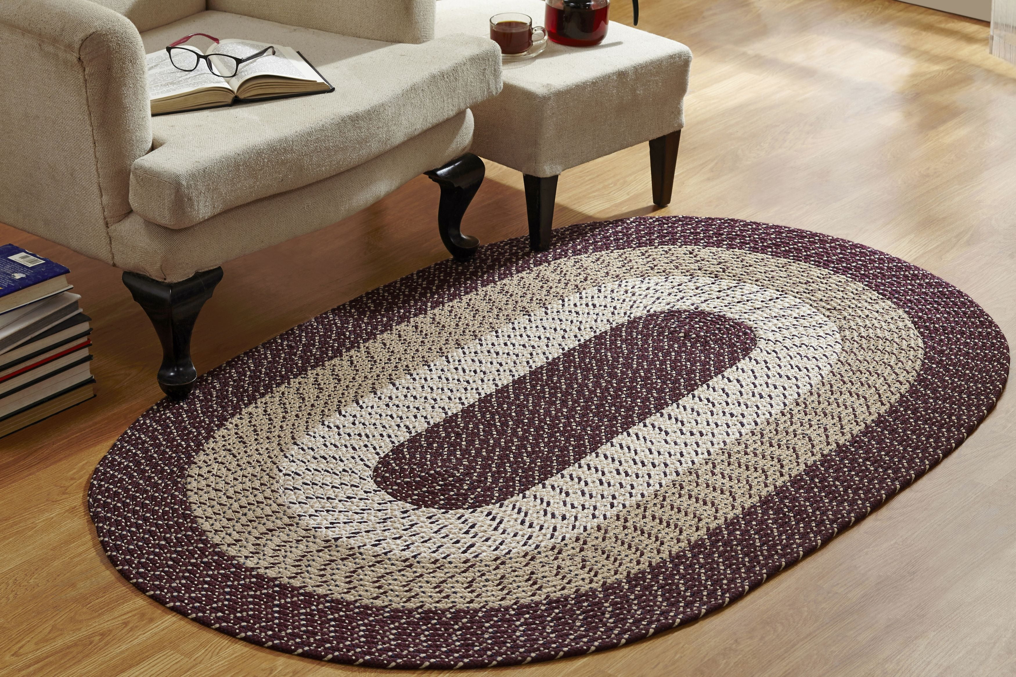 Better Trends Country Braided Rug 20" X 30" Burgundy Striped Walmart