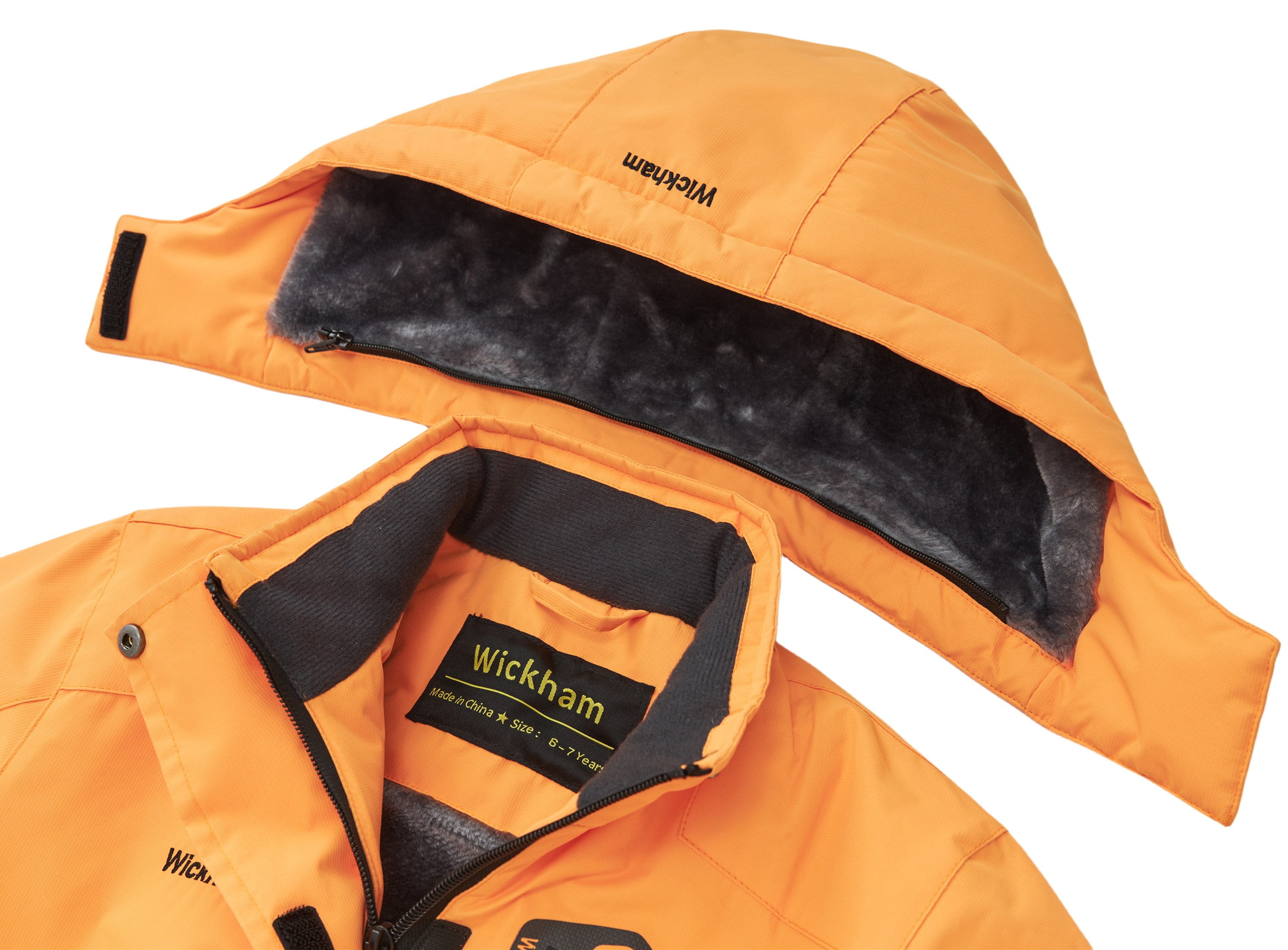 Kids Girls Winter Ski Jacket Fleece Lined Windproof Waterproof Jackets Removable Hood