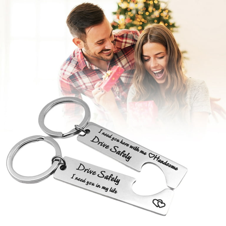 Personalized Keychain - Couple Keychain - Drive Safe Handsome, I Love You  (7303) - Valentine's Gifts, Couple Gifts, Gifts For Her, Him