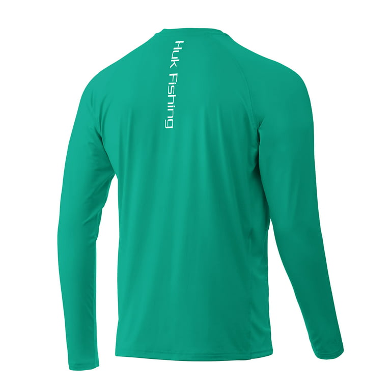 Huk Performance Fishing Shirt Mens S Long Sleeve Neon Green