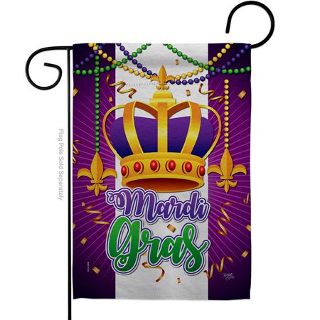 Breeze Decor G120074-BO 13 x 18.5 in. Mardi Gras Crown Springtime Vertical Garden Flag with Double-Sided House Decoration Banner Yard Gift