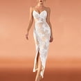 thumbnail image 2 of Women's Sequin Beaded Embroidered Dress Elegant Slit Sexy Formal Evening Gown Party Wear, 2 of 2