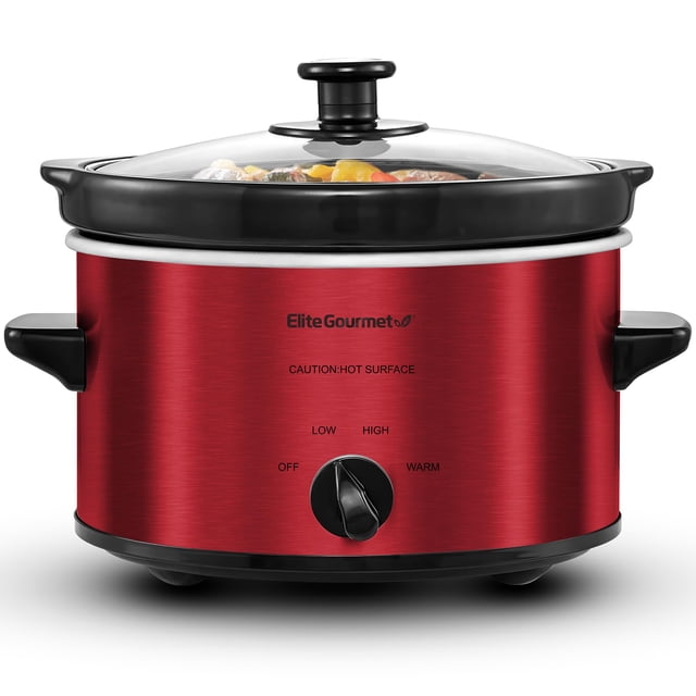 Olla de lento cocimiento Elite MST-275XR Gourmet de acero inoxidable con ceramica de 1,89 litros plateada con negro