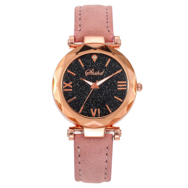 Price Down Sfonq Mothers Day Gift for Grilfriend Womens Watches Unisex Stars Little Point Frosted Belt Watch Dotted With Roman Scale Watch,Pink Buy 2 Save 10%