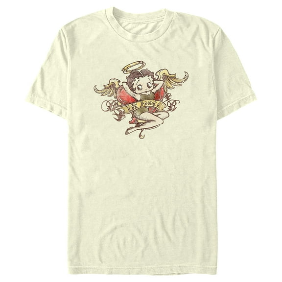 Men's Betty Boop Lil' Angel Tattoo  Graphic Tee Beige 3X Large