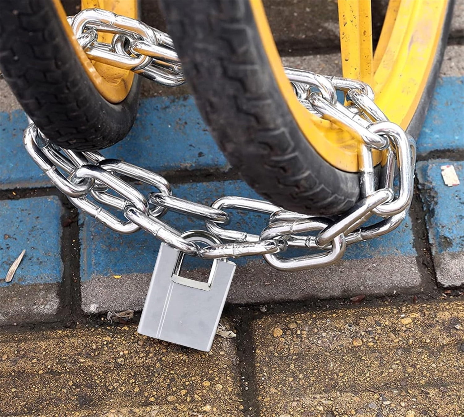 31.5 inch/0.8 Meter Bicycle Chain Lock,Security Chain Lock,Bike Chain Lock,Stainless Steel Chain with Anti-Cut Padlock and Key for Door, Fence, Scooter Lock, Anti-Theft Protection