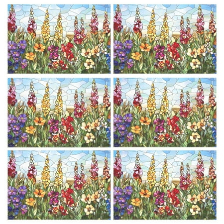 

Ryvnso Placemats Set of 6 Art Marble Flowers Dining Mats Heat-Resistant Non-Slip Washable Table Mat