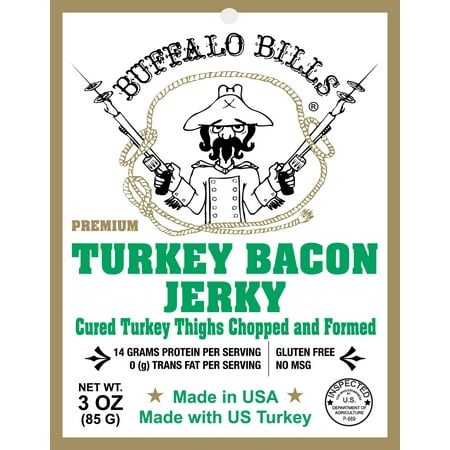Buffalo Bills 3oz Premium Turkey Bacon Jerky Pack (real wood smoked - gluten free and no